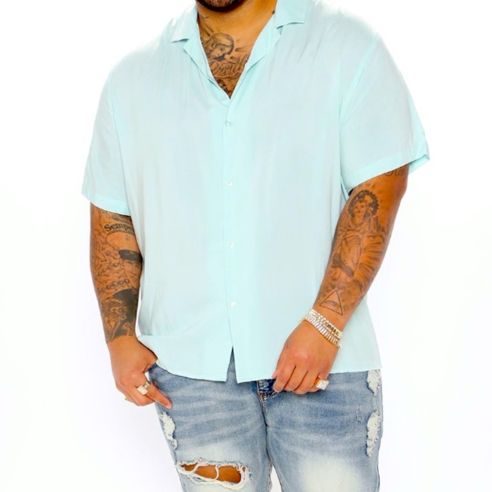 FashionNova MINT DAWSON SHORT SLEEVE WOVEN TOP